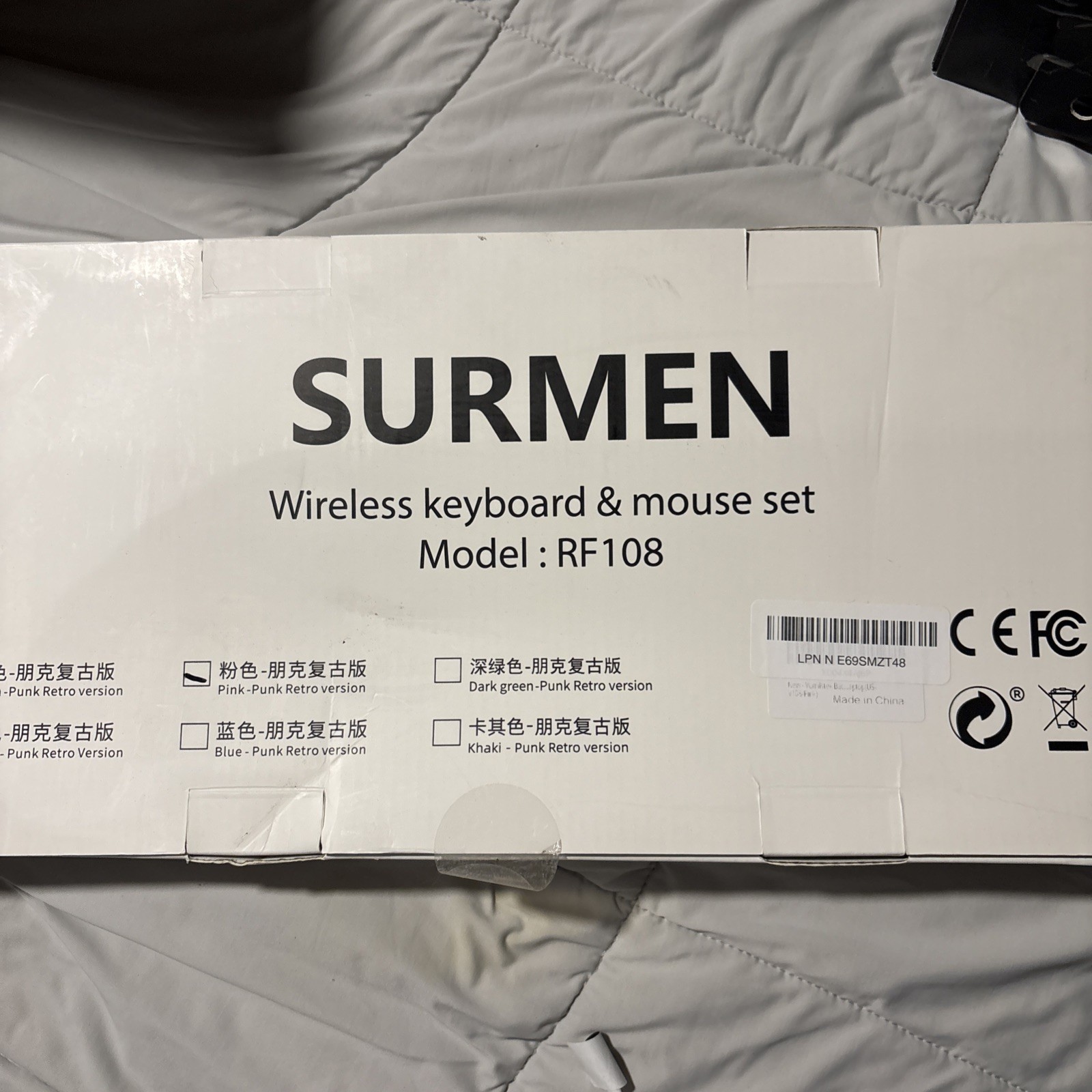 Surmen Pink Punk Retro Wireless Keyboard And Mouse Combo
