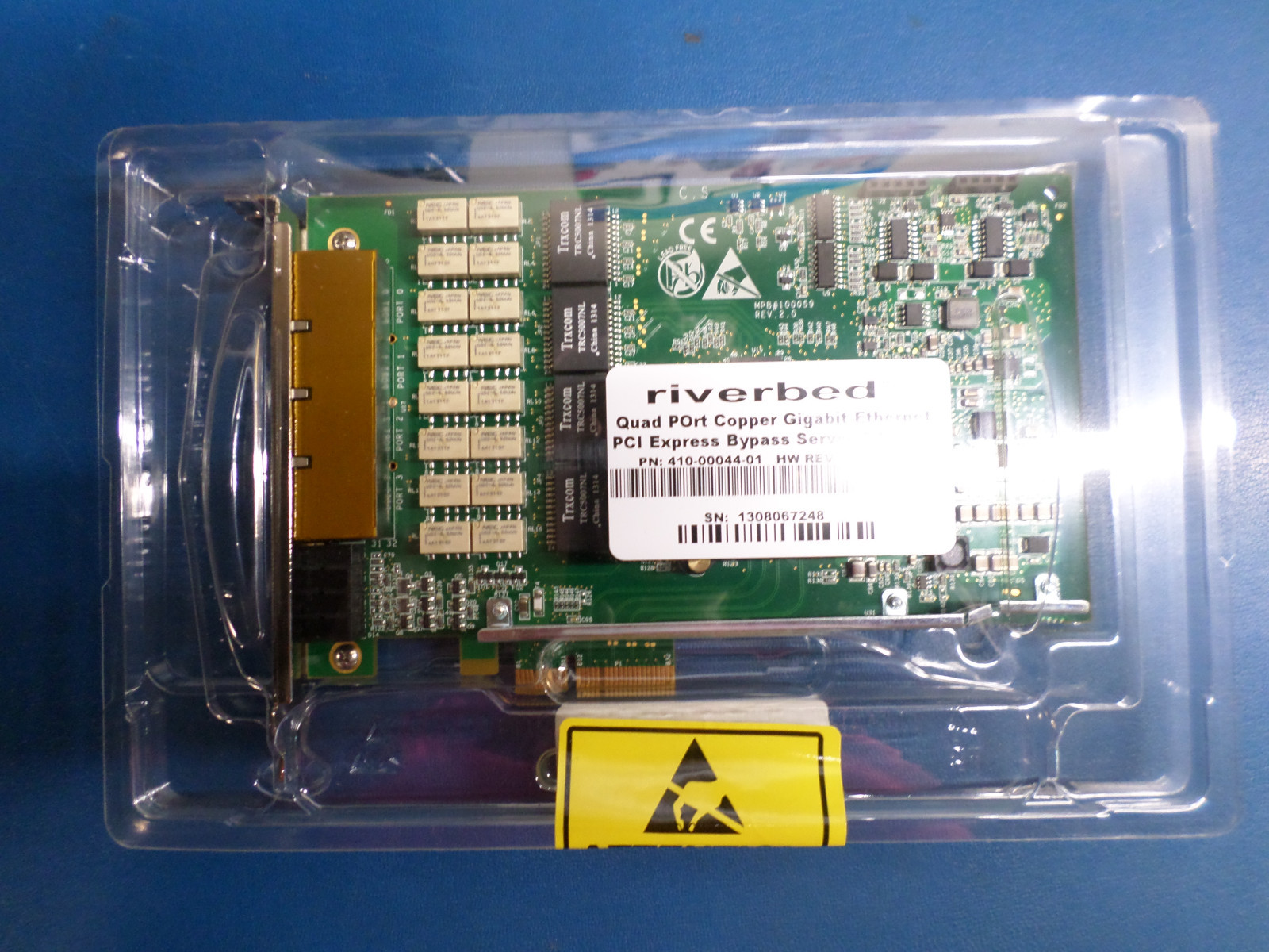 Riverbed Quad TX Copper Gig-Ethernet PCI-E Card 410-00044-01 REV: 2.1 