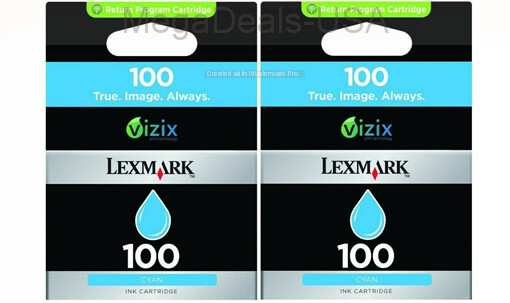 2 Pack of Genuine Lexmark 100 Cyan Ink 14N0900 Factory Sealed
