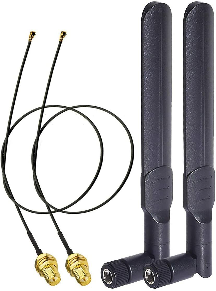 2X 8dBi Dual Band WiFi Antenna 2.4GHz 5GHz 5.8GHz & 8'' U.FL MHF4 Cable