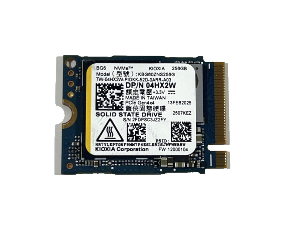 Kioxia BG6 256GB M.2 2230 NVMe PCIe Gen4X4 SSD KBG80ZNS256G DELL: 04HX2W