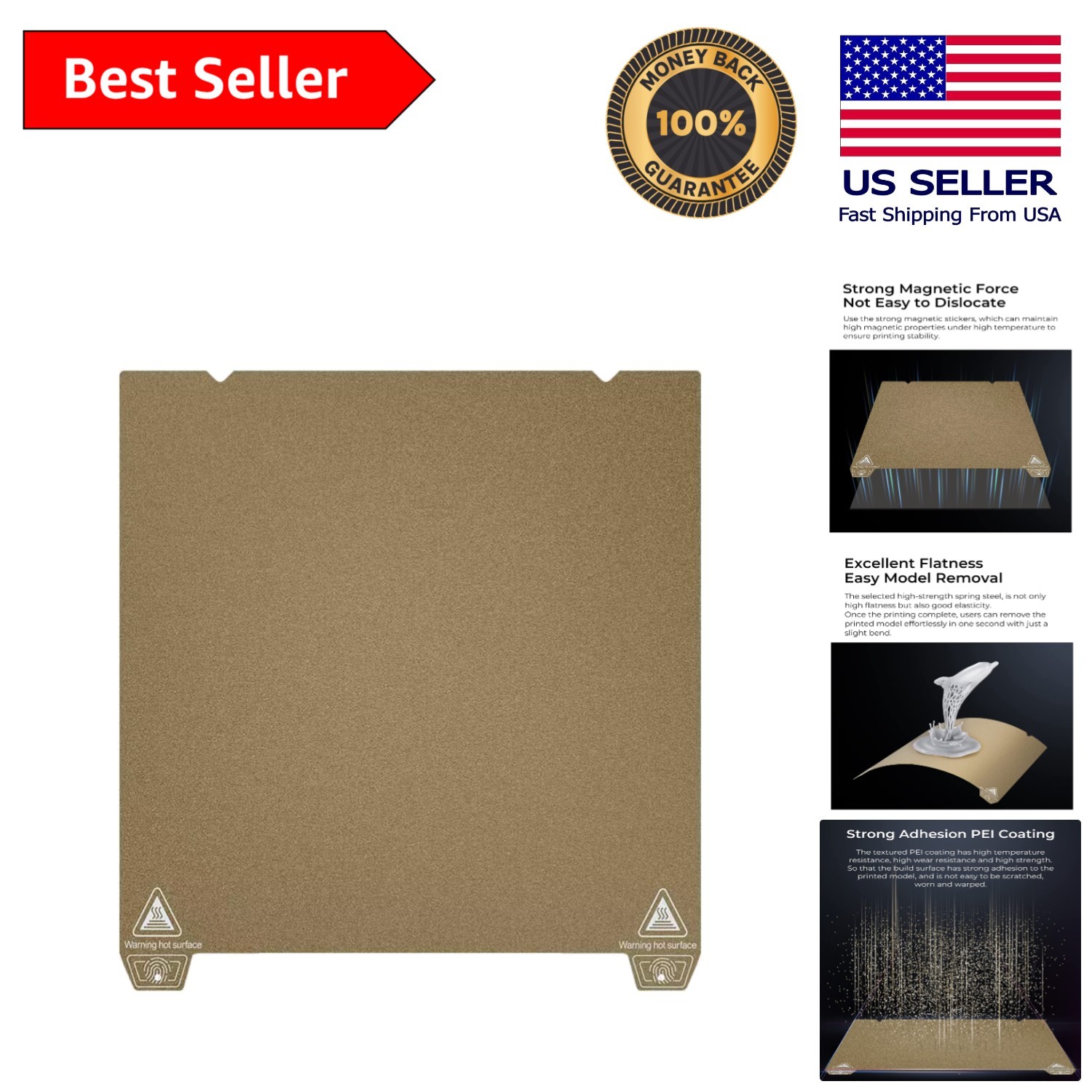 Ender 3 S1 Plus 310x315mm PEI Magnetic Build Plate - Effortless 3D Printing