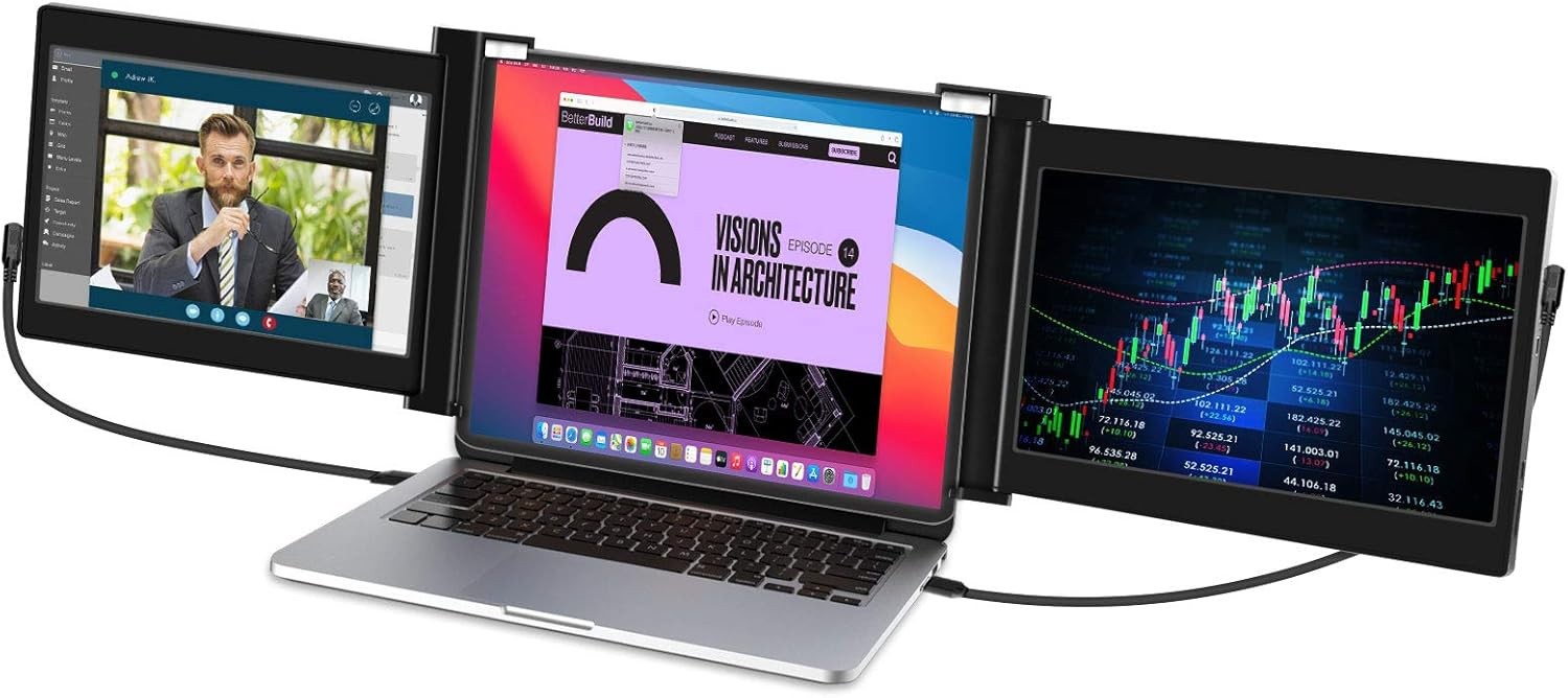 Vodzsla Triple Portable Monitor for Laptop,Full HD IPS 11.6'' Dual Monitor 