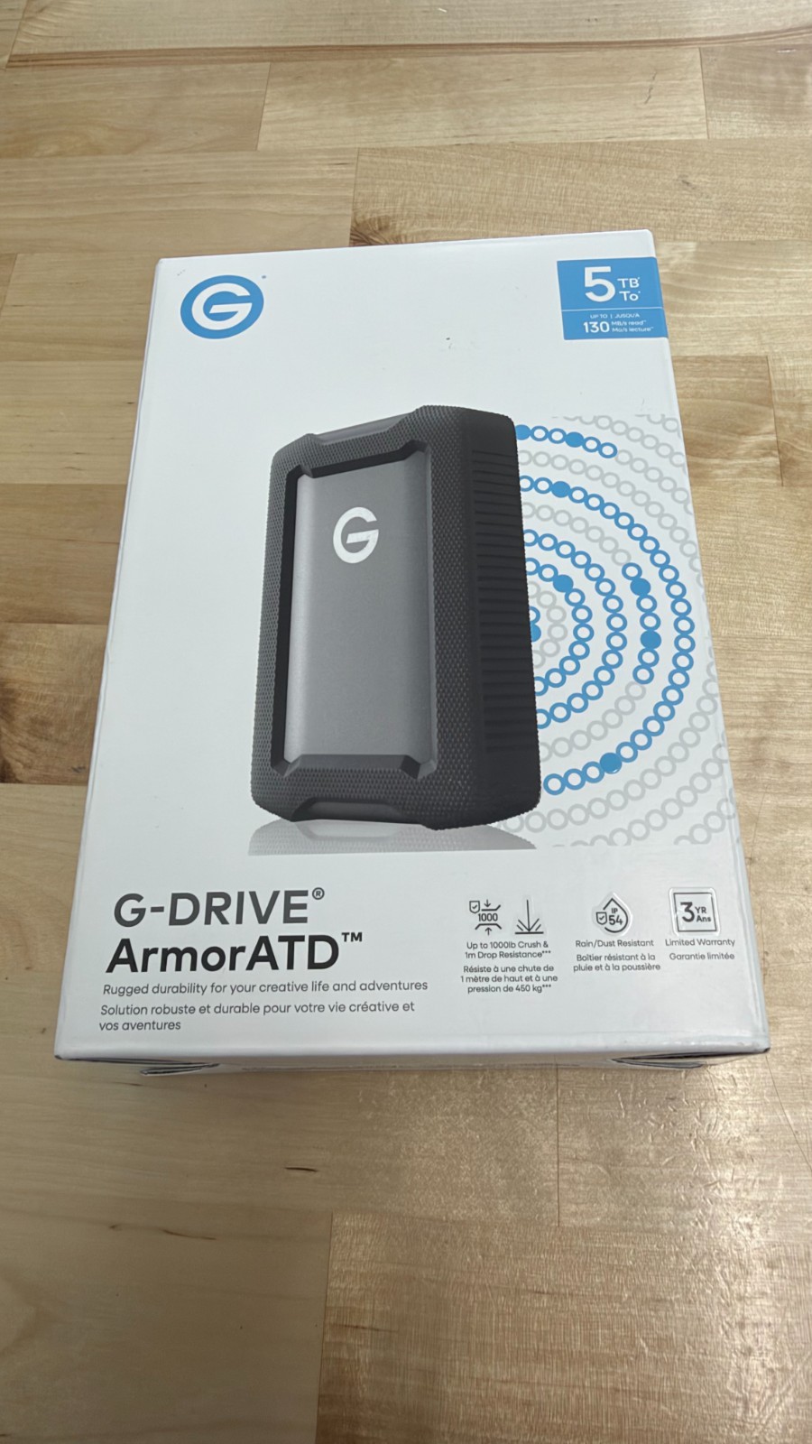 New WD G-DRIVE ArmorATD 5TB USB-C Rugged Portable External Hard Drive - Sealed