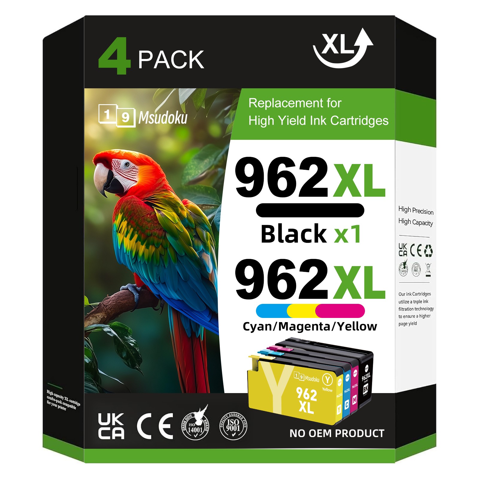 4 Pack 962XL Ink Cartridges for HP Officejet Pro 9010 9015 9016 9019 9012e 9015e