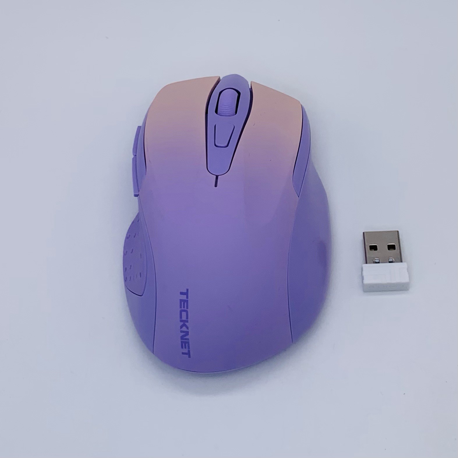 Tecknet M003 Cordless Wireless Optical Mouse with Receiver Purple Pink - Tested