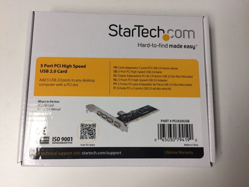 PCI420USB StarTech 5-Port High Speed USB PCI Plug-in Adapter Card- new