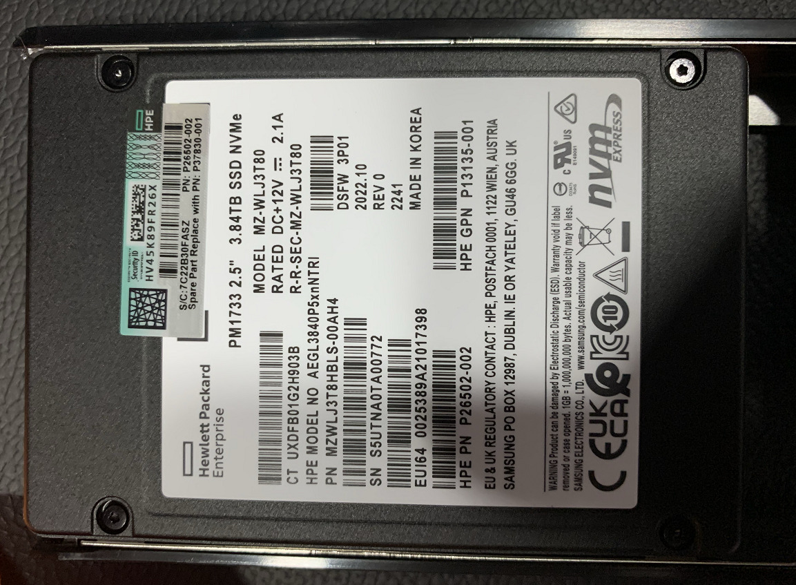 New Samsung PM1733 3.84TB SSD NVME MZWLJ3T8HBLS-0007C MZ-WLJ3T80 U.2 PCIE 4.0 X4