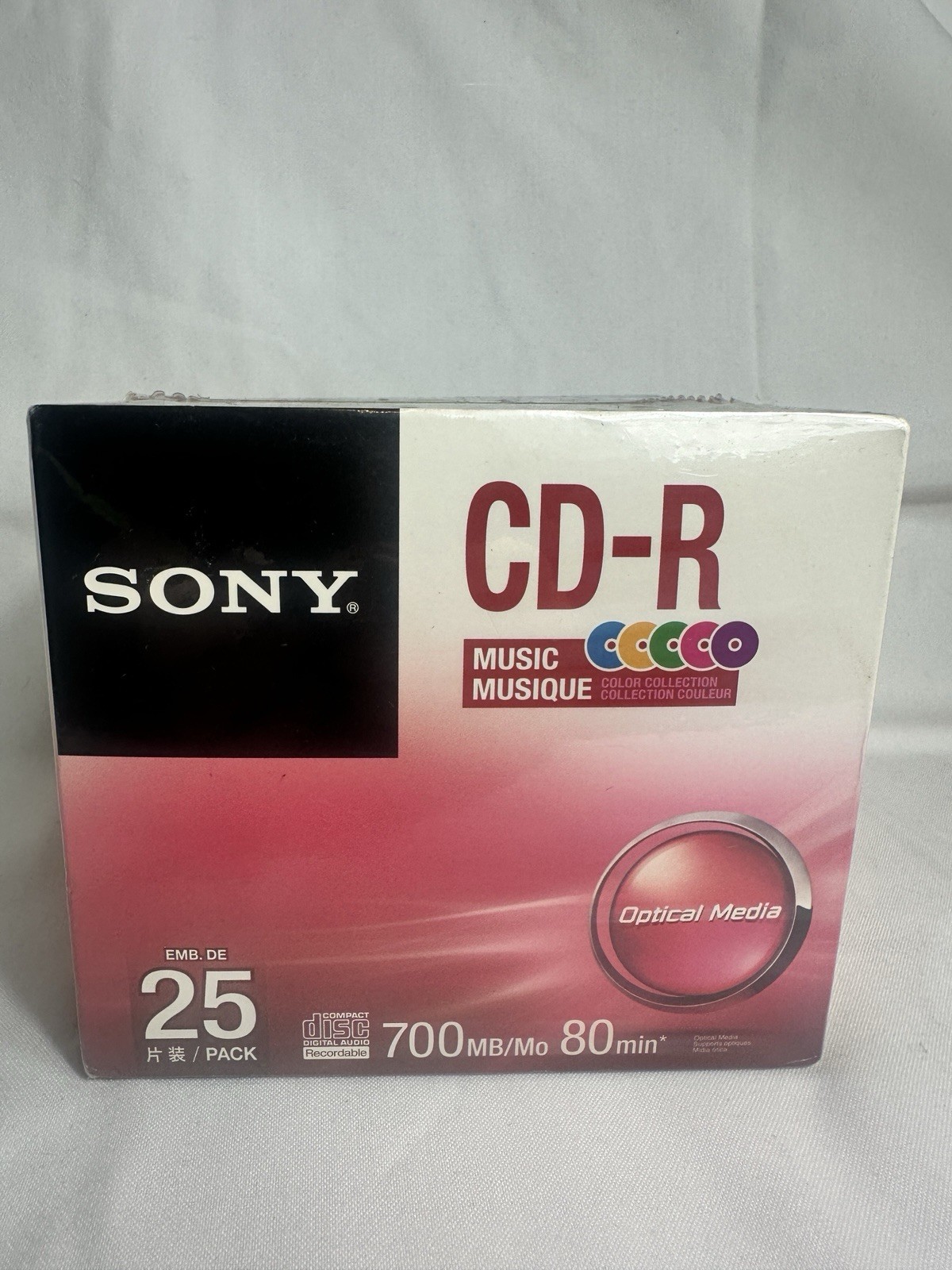 Sony Music CD-R Color Collection 25 Pack 700MB 80 Min Blank Recordable CDs NOS