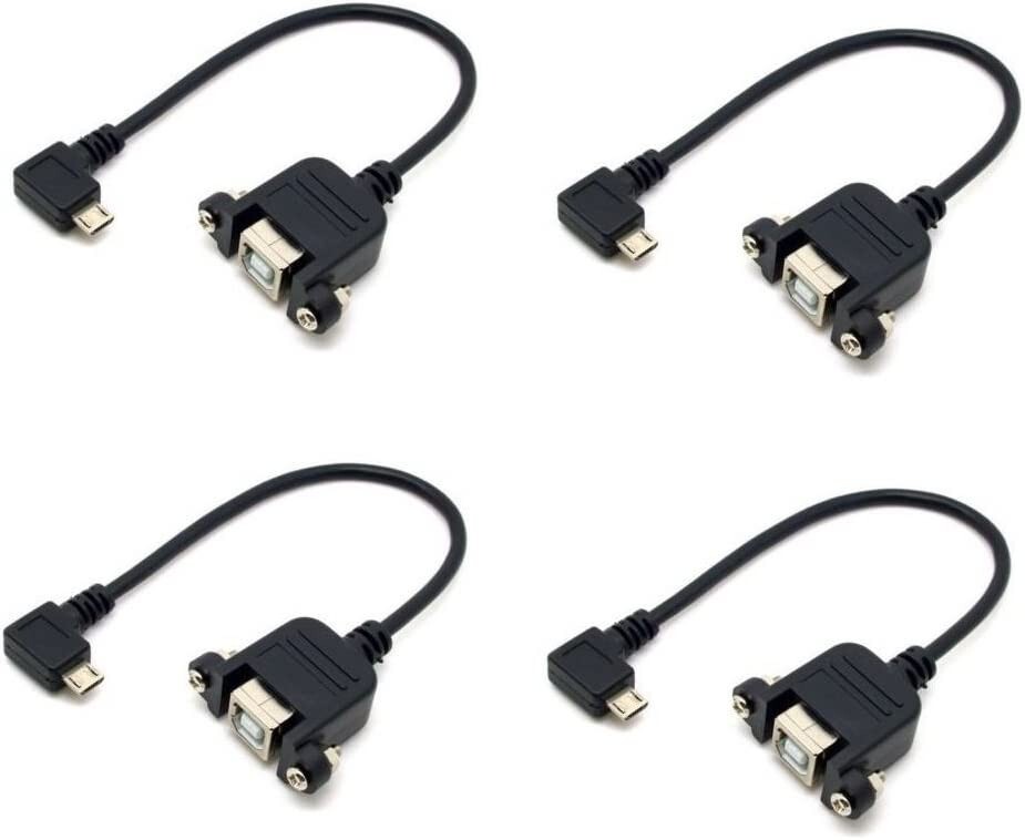 4-Pack 90 Degree Left Angled Micro USB 5pin Male to USB B Female Panel Mount