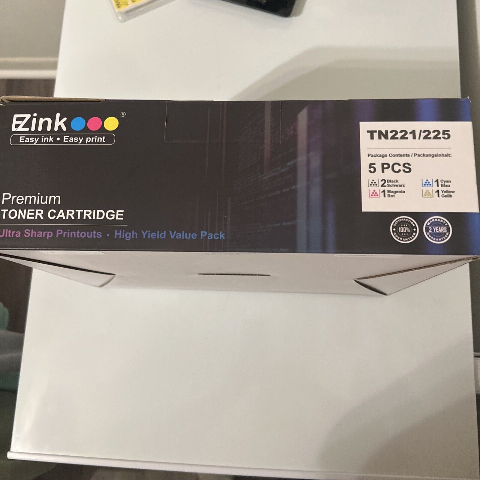 EZink TN 221/225 5 Pcs Premium Toner Cartridge  Ultra Sharp Printouts High Value