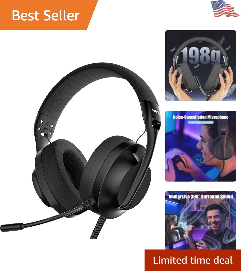 Ergonomic Over-Ear Gaming Headset with Omnidirectional Mic for All Consoles