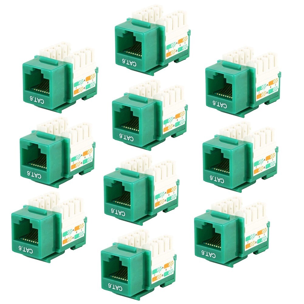 10x Cat6 RJ45 Network Keystone Jack Punch Down 10 Pack Green For Wallplate/Panel