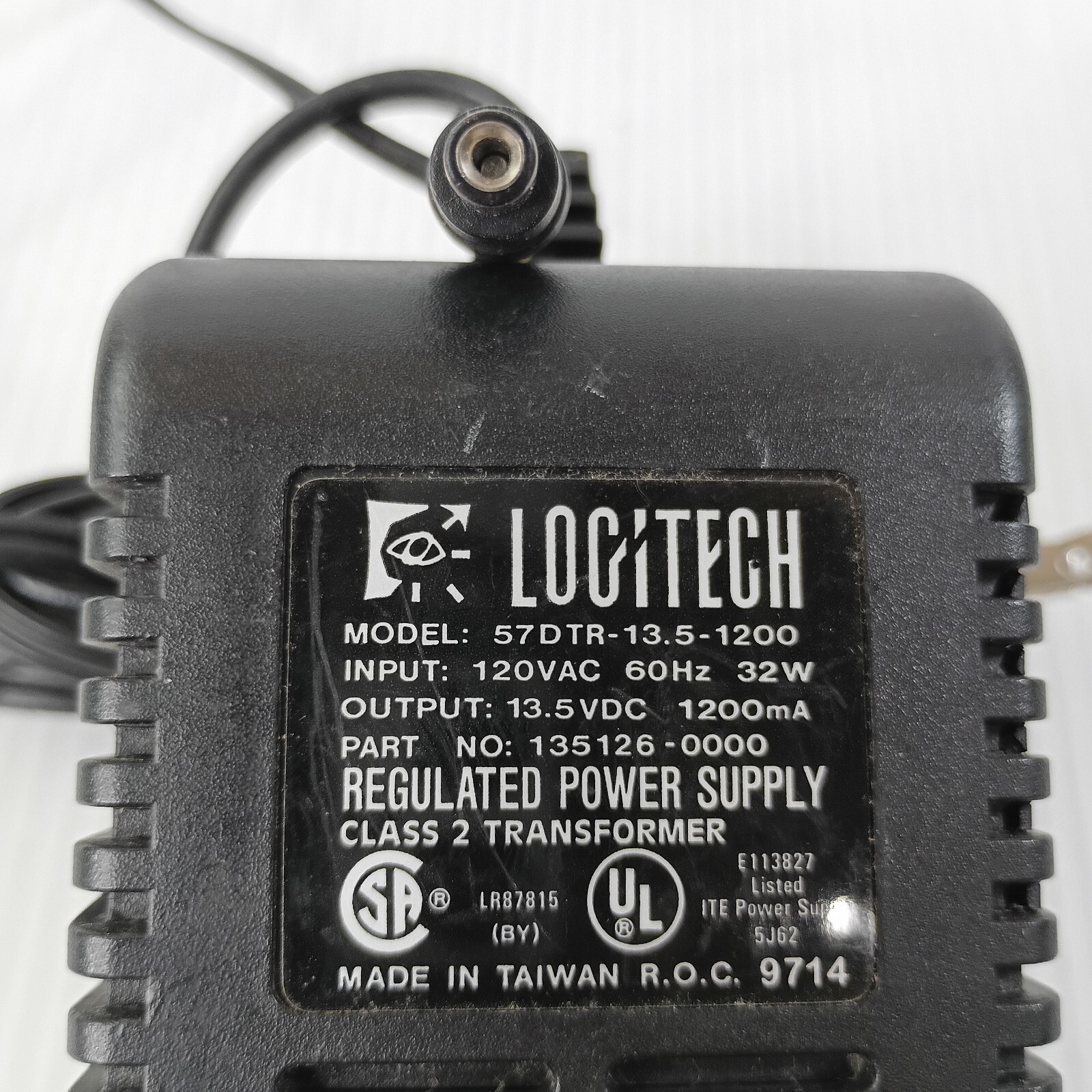 Logitech Power supply  13.5V DC  1200 mA  Class 2  Input 120V AC 60Hz 32W