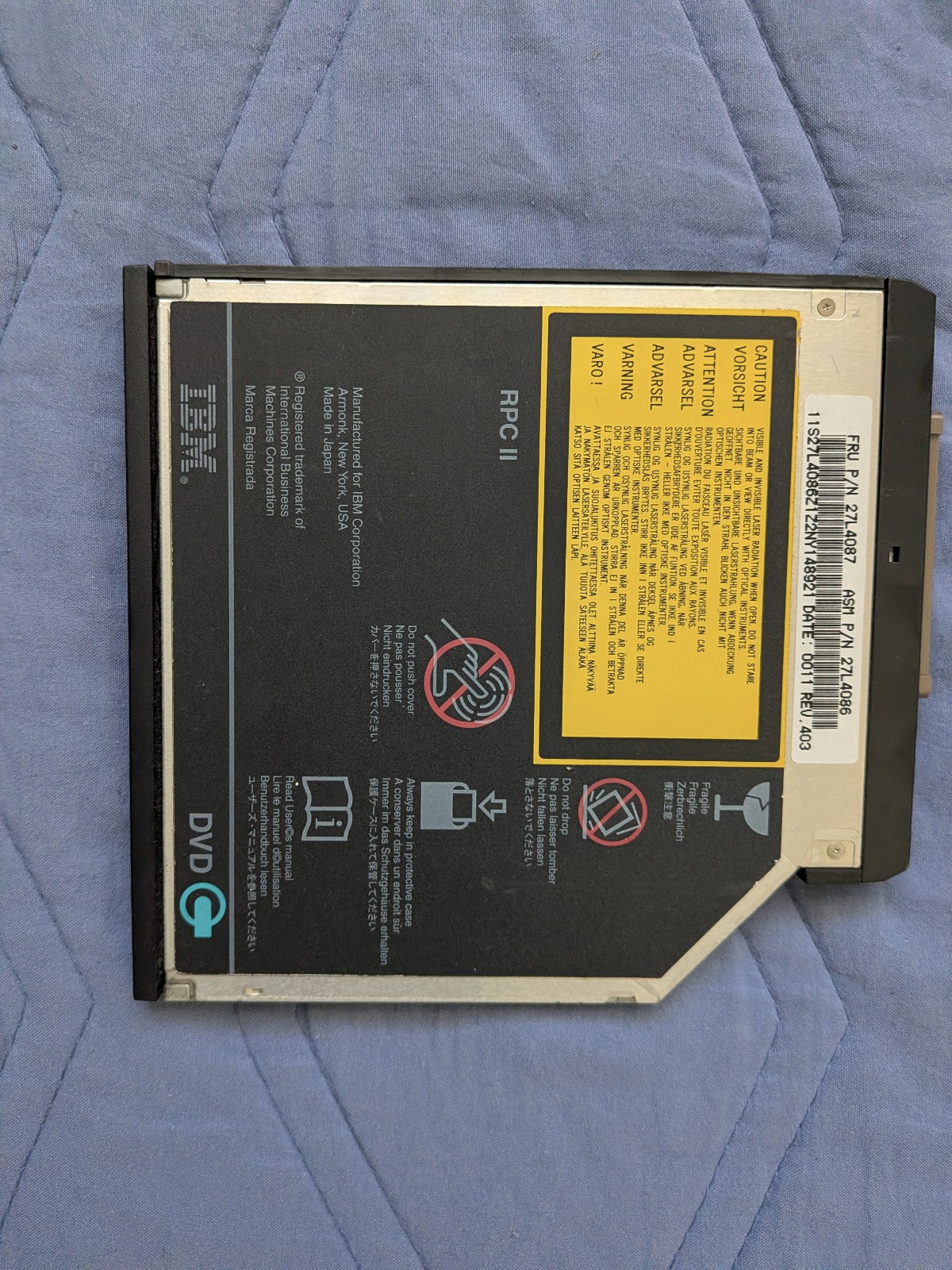 IBM - IBM ThinkPad Hitachi 8x DVD-Rom Drive 27L4087 GD-S200 Ultrabay 27L4086