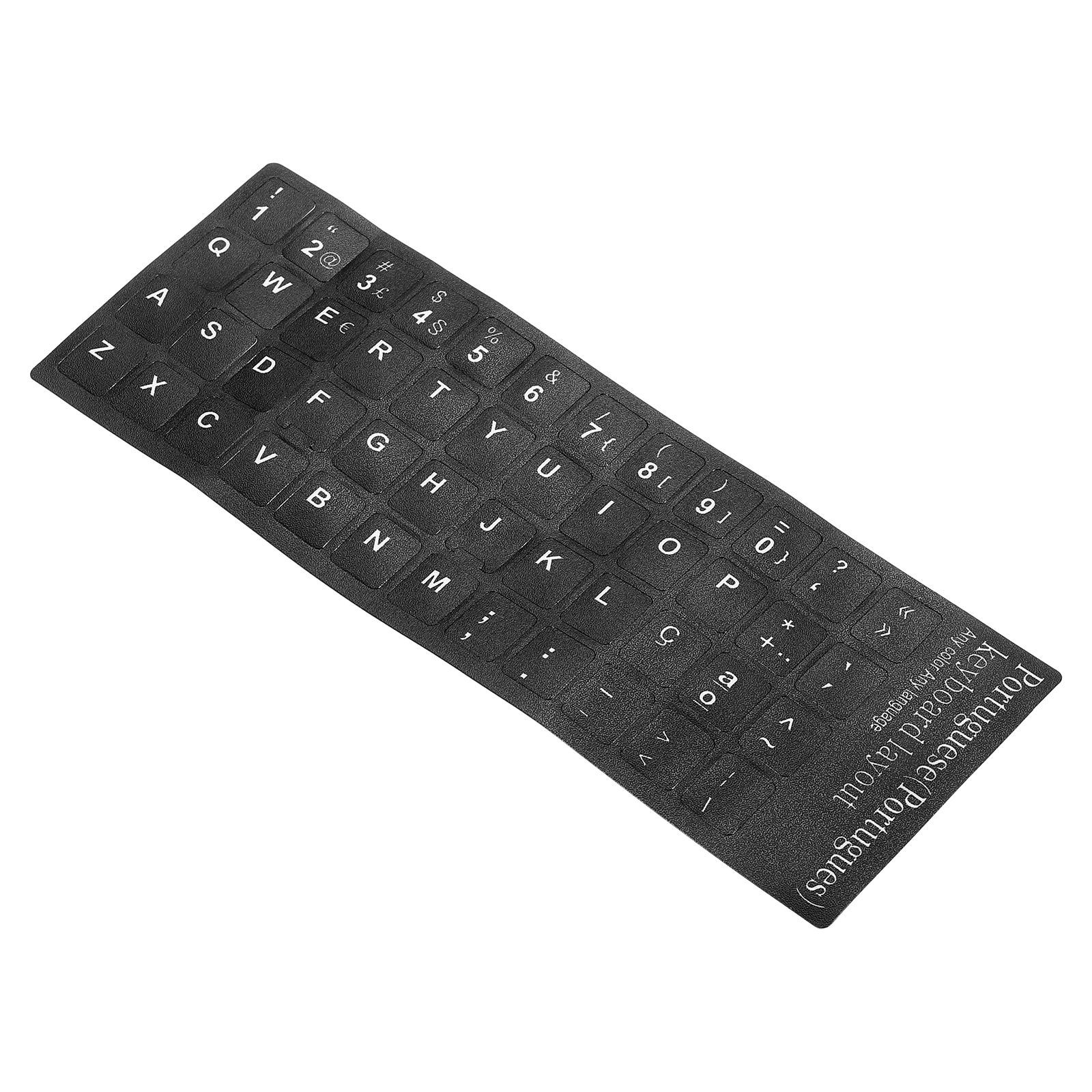 Portuguese Keyboard Stickers 4Pcs Computer, Black Background White Lettering