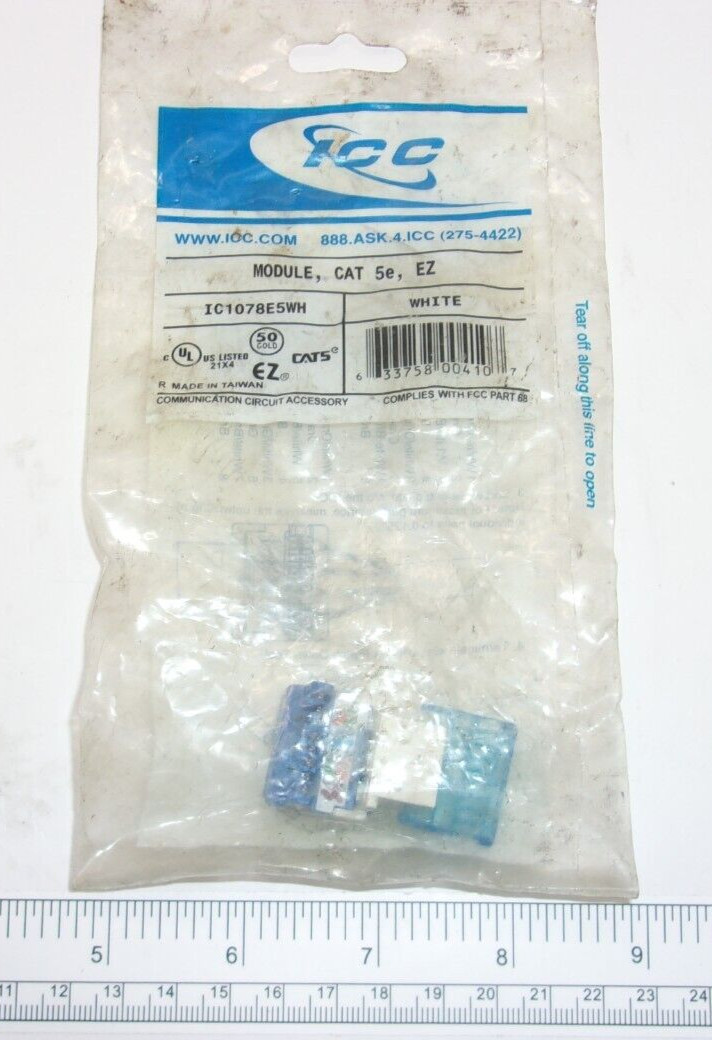 ICC IC1078E5WH, KEYSTONE JACK CAT5 EZ WHITE, 2262A