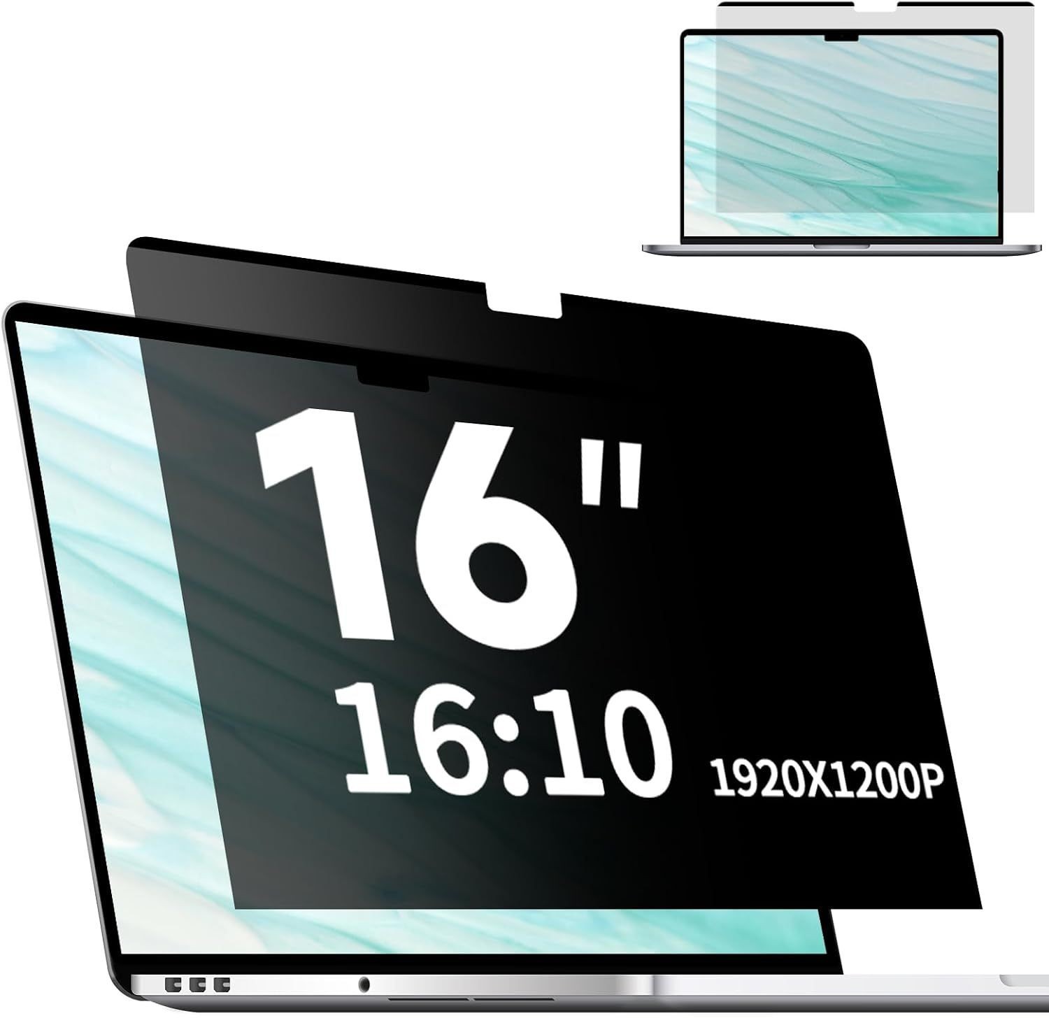 Magnetic Laptop Privacy Screen 16 Inch 16:10, Removable Matte Anti Glare Filter