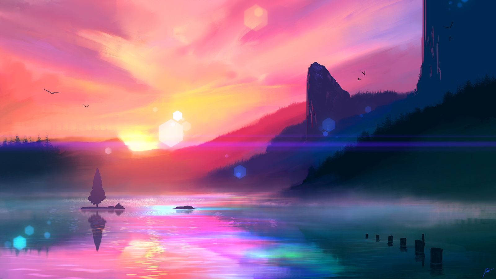 Landscape joeyjazz sunset Custom Gaming Mat Desk