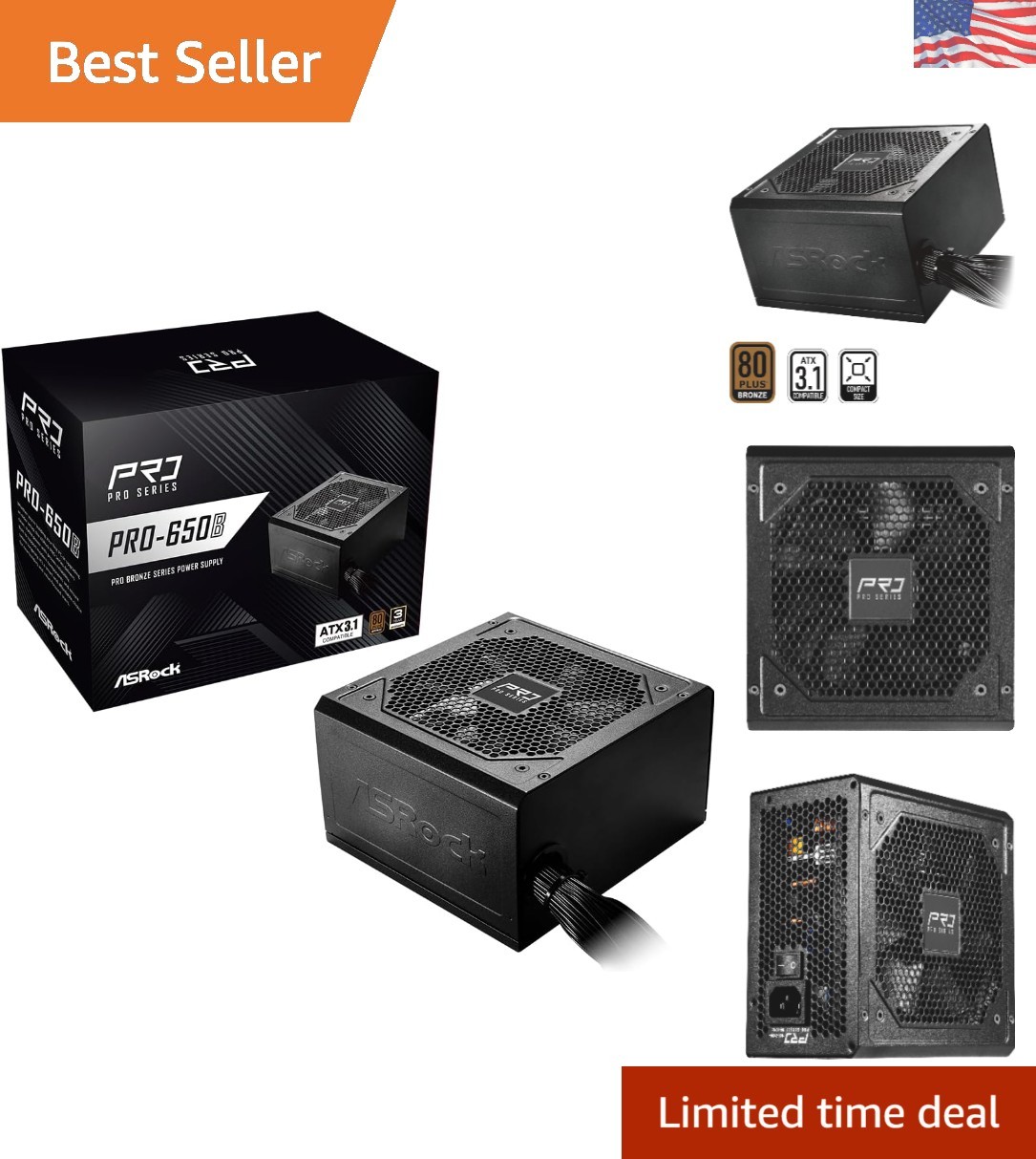 Reliable 650W Power Supply with 80 PLUS Bronze Certification and 3-