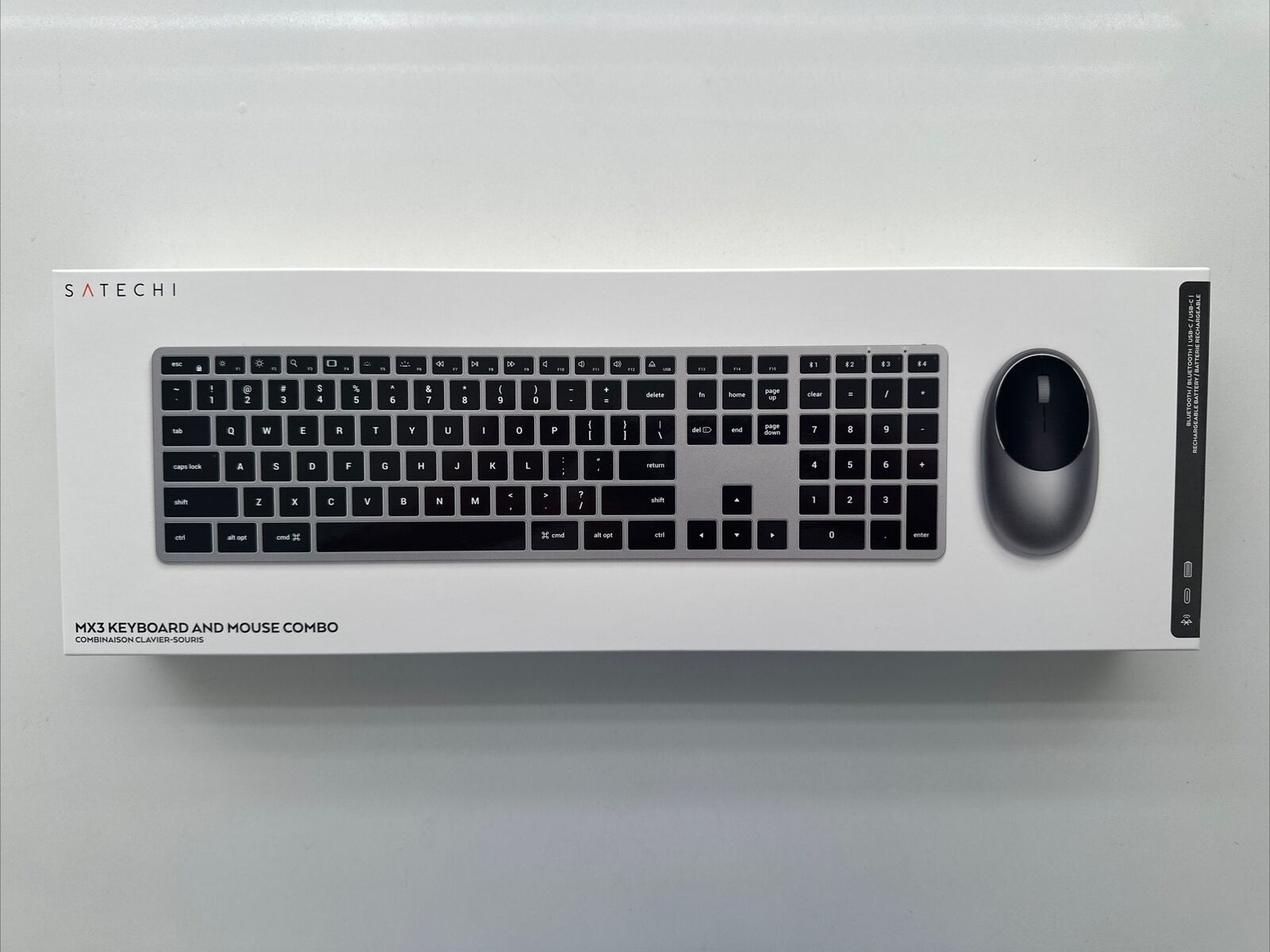 SATECHI MX3 Slim Bluetooth Backlit Keyboard & Mouse Combo w/Numeric Keypad