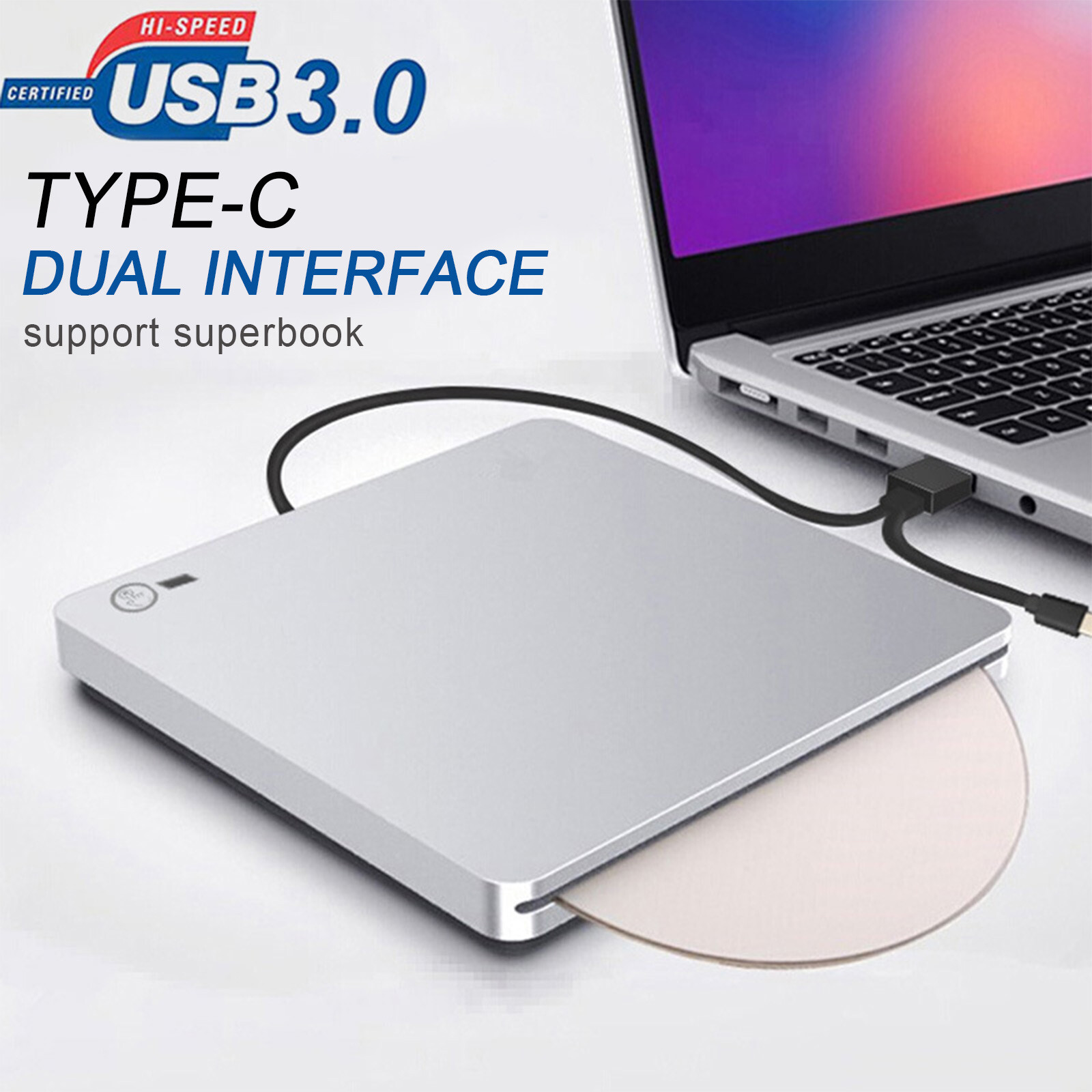 4K Genuine Burner External USB 3.0 Player DVD CD BD Recorder Drive Silver E4