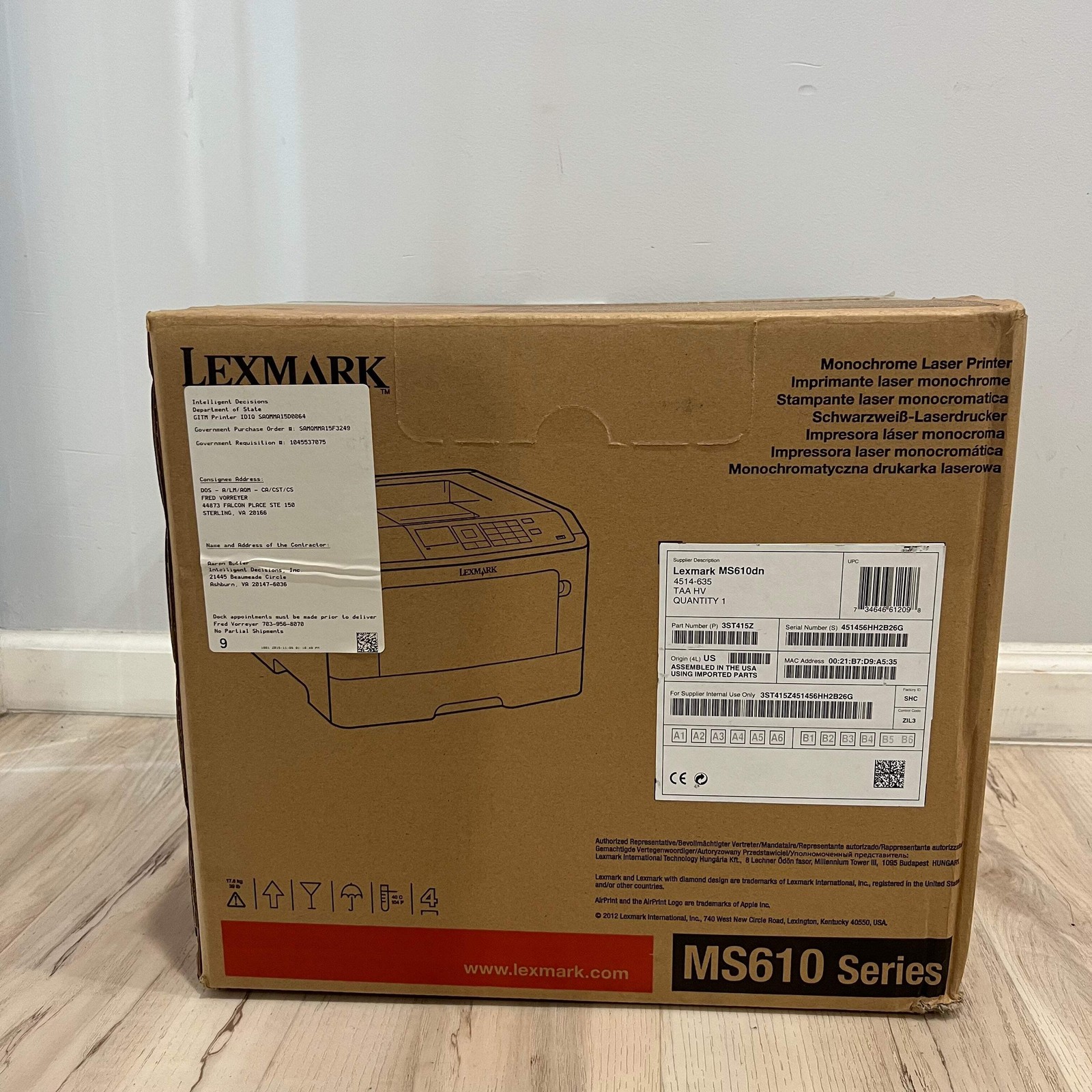 Lexmark MS610dn Monochrome Laser Printer New In Box