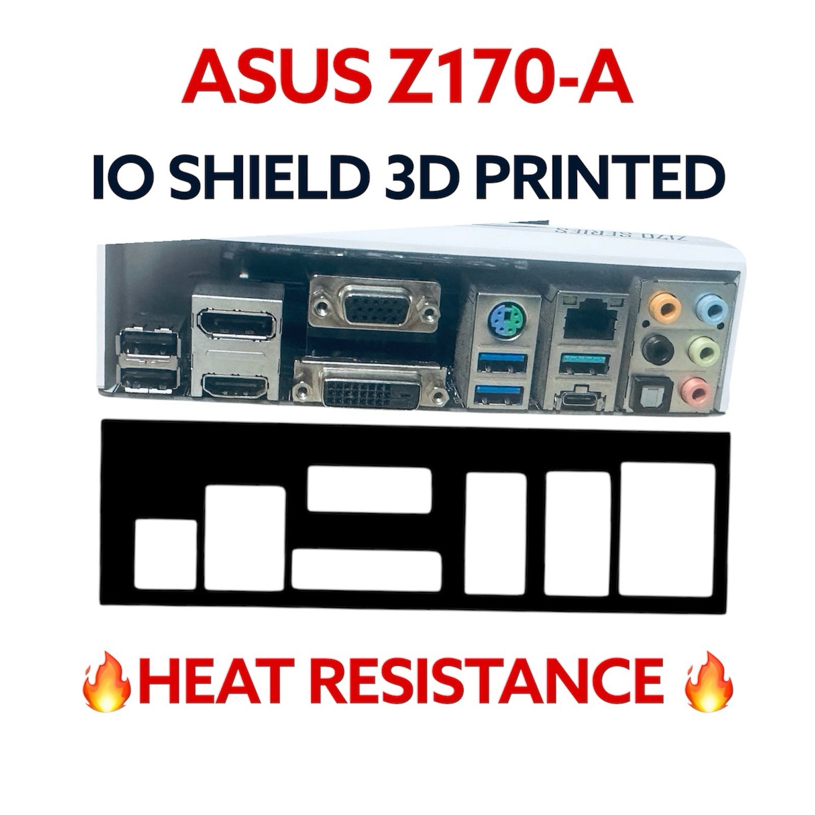 IO shield Backplate for ASUS Z170-A  Motherboard 3D PRINTED BLACK OR WHITE