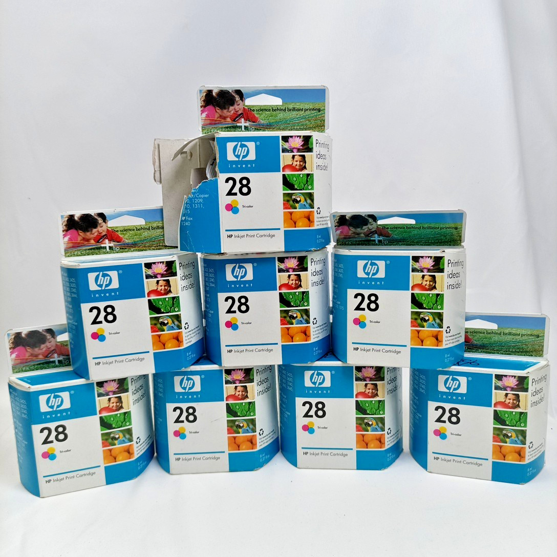 Genuine HP 28 Tri Color Ink Cartridges C8728AC Exp 2006 2007 Lot of 8 - READ