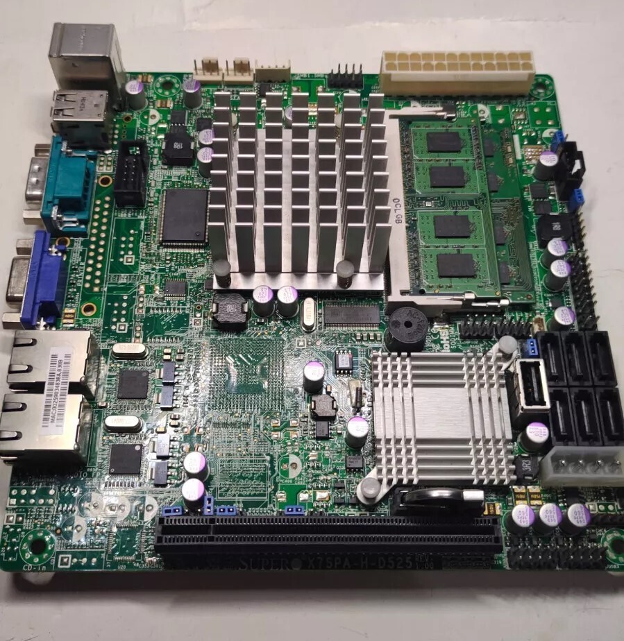 MINI ITX SUPERMICRO X7SPA-H-D525 MOTHERBOARD INTEL ATOM D525 DUAL-CORE +2GB DDR3