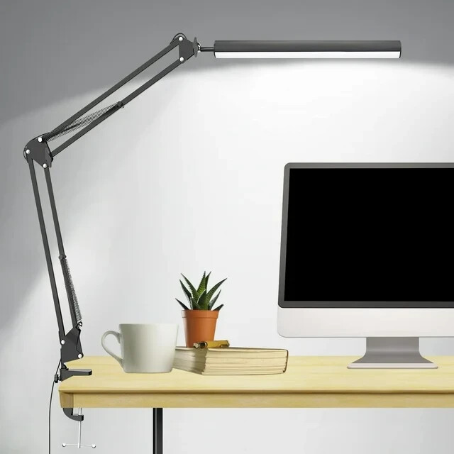 LED Desk Lamp, Eye-Caring Table Light with Clamp, 3 Color Modes & 10 Brightness