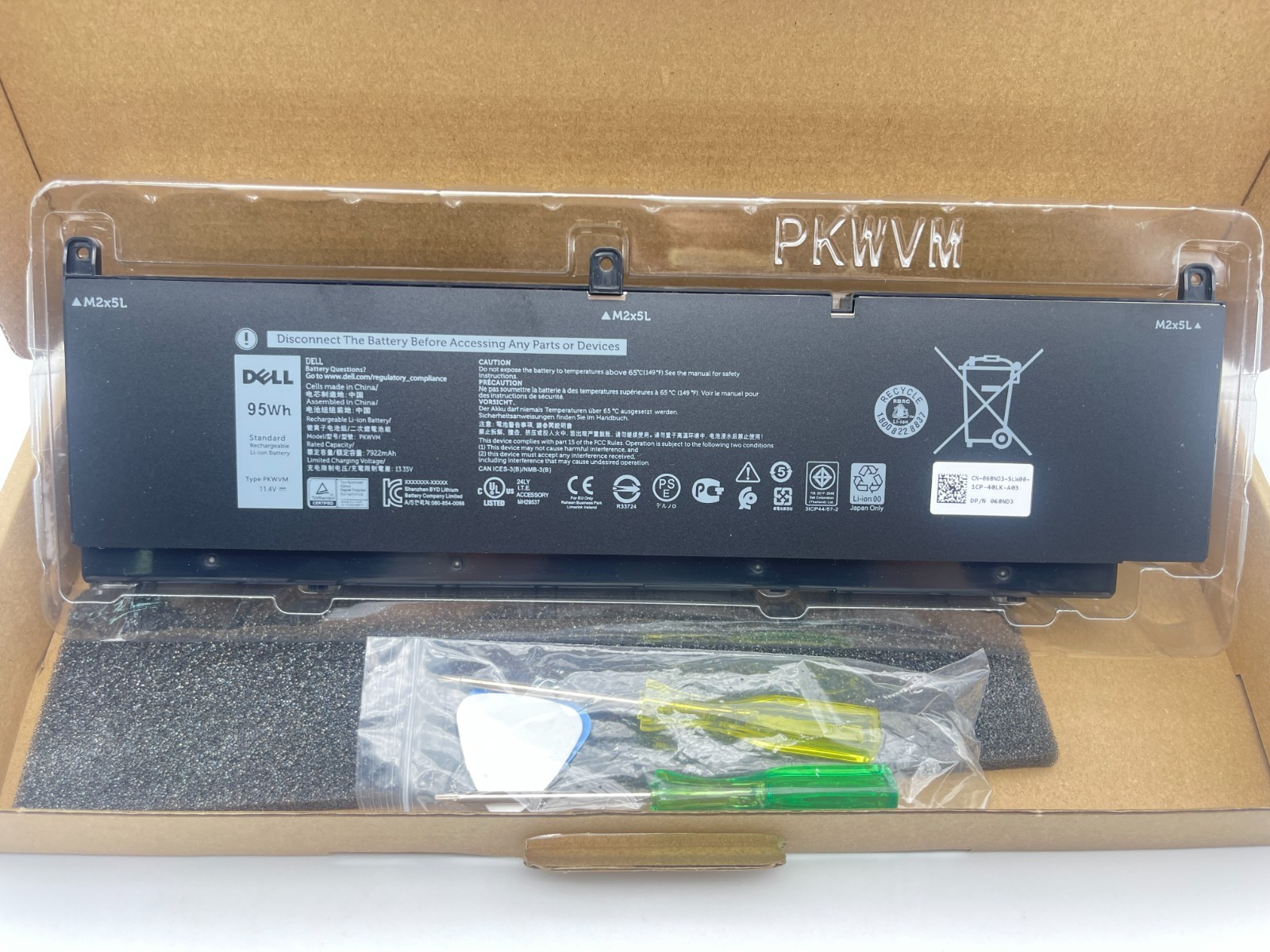 Original 95Wh 11.4V PKWVM Battery For Dell Precision 7550 7750 447VR CR72X 17C06