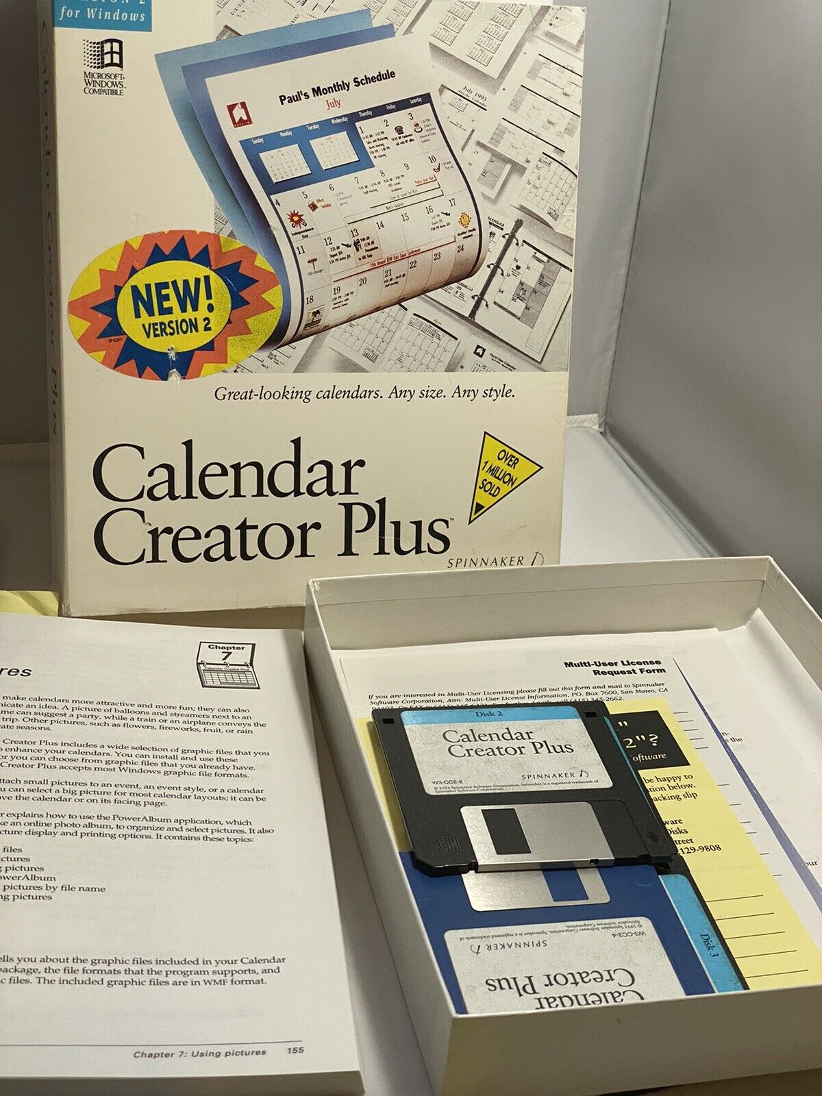 Vintage Spinnaker Calendar Creator Plus Version 2 for Windows 95 & Windows 3.1