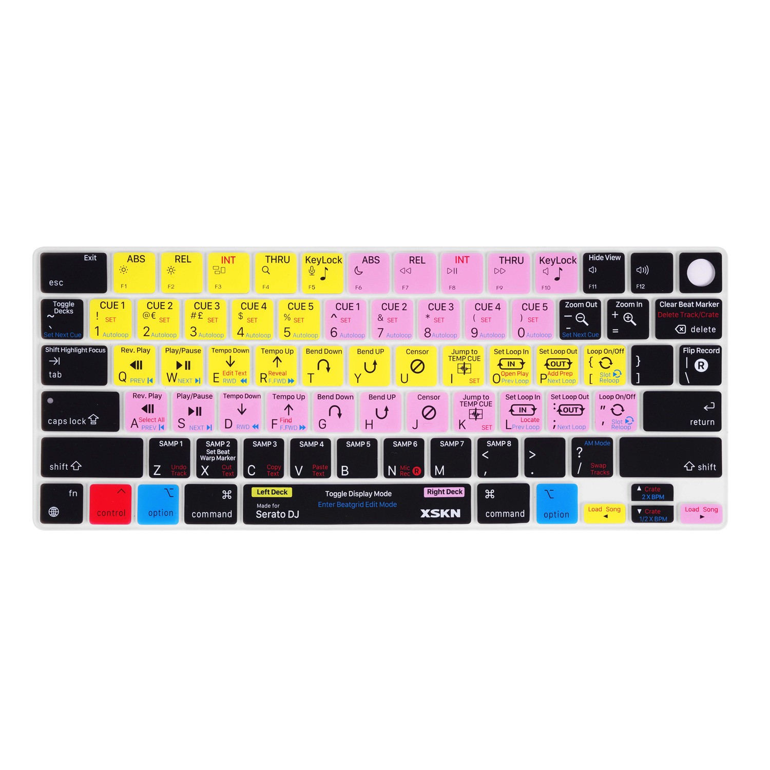XSKN Serato DJ Shortcut Keyboard Cover for 2026-2022 Macbook Air 13.6/15.3 M2-M5