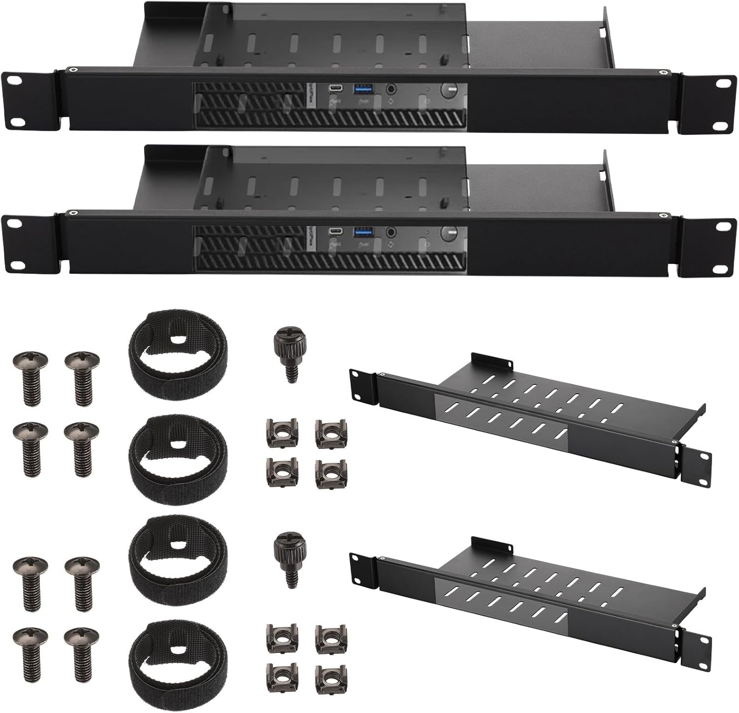 2 Pack Mini Rack Mount Compatible with Dell Optiplex Micro Form Factor Case, 1U