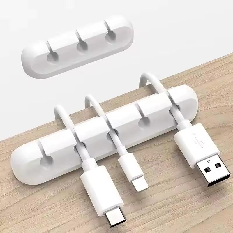 Silicone USB Cable Organizer Charging Winder Desktop Tidy Management Clips