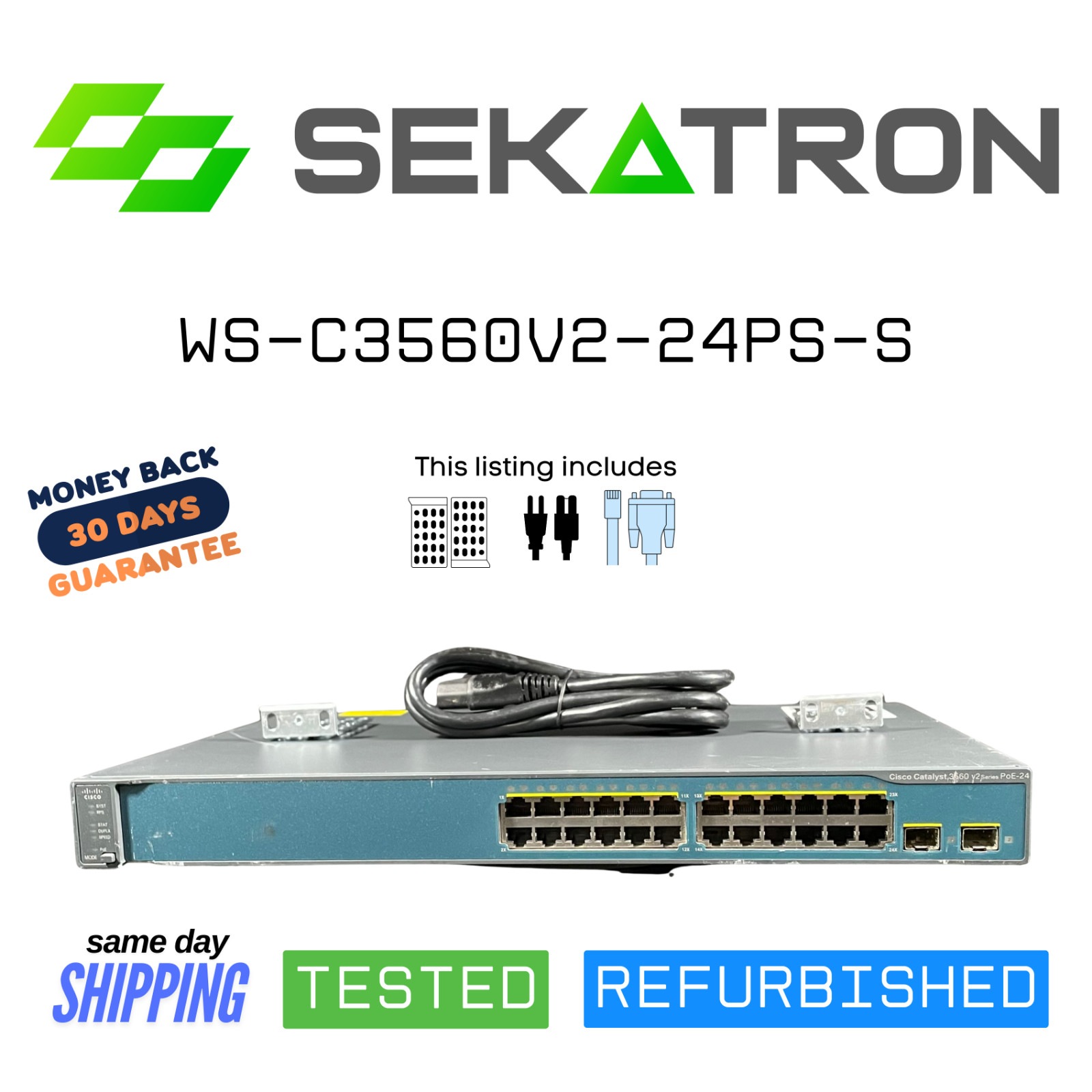 🔀 Cisco WS-C3560V2-24PS-S 24-Port PoE Managed Gigabit Switch ⚡ Fast Ship