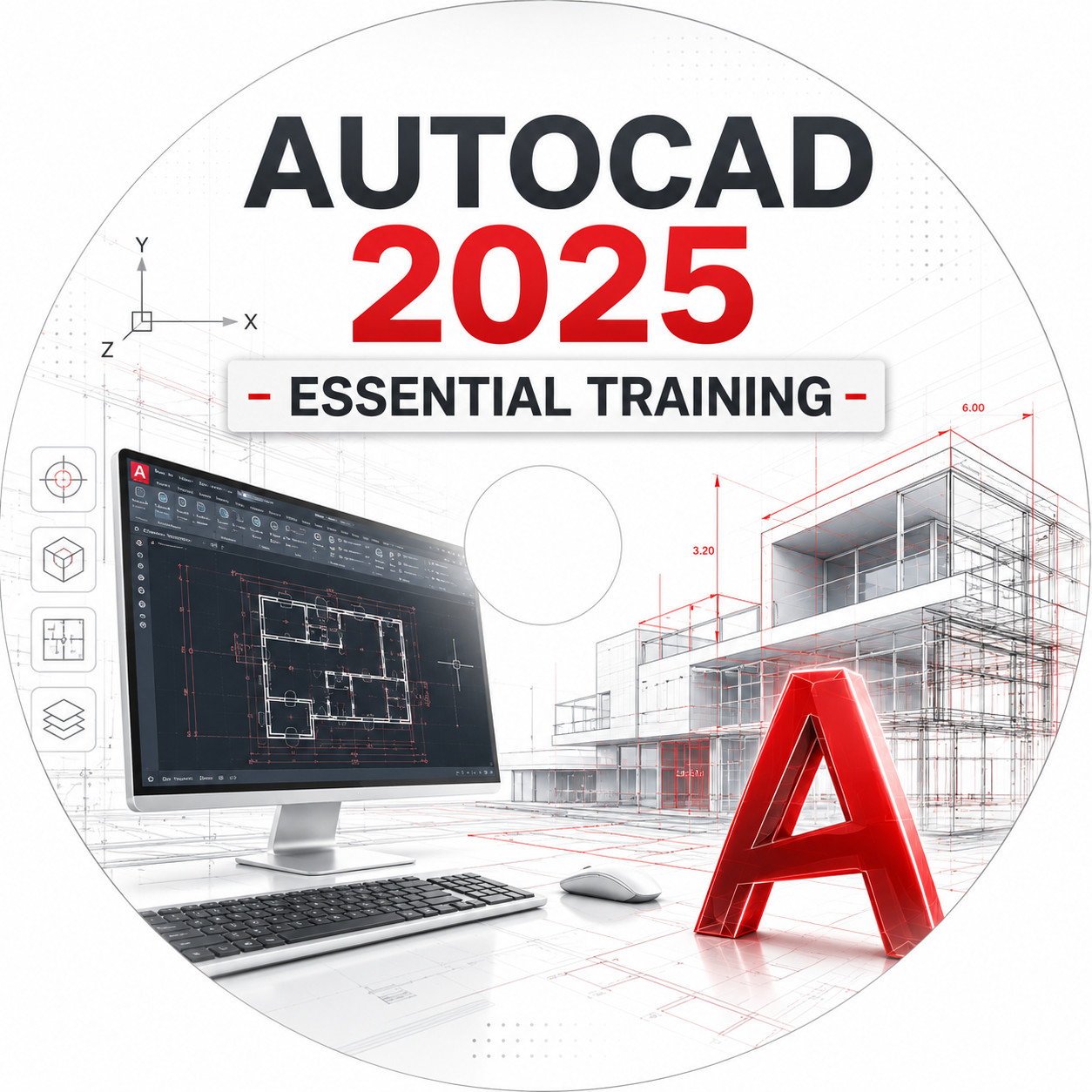 Learn AutoCAD 2025 Essential Training Course DVD Disc Beginner Tutorials