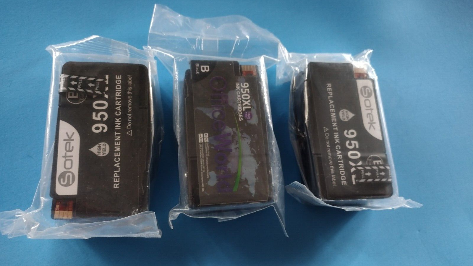 Lot of 3 New 950XL Black Replacement INK Cartridges for HP Printer