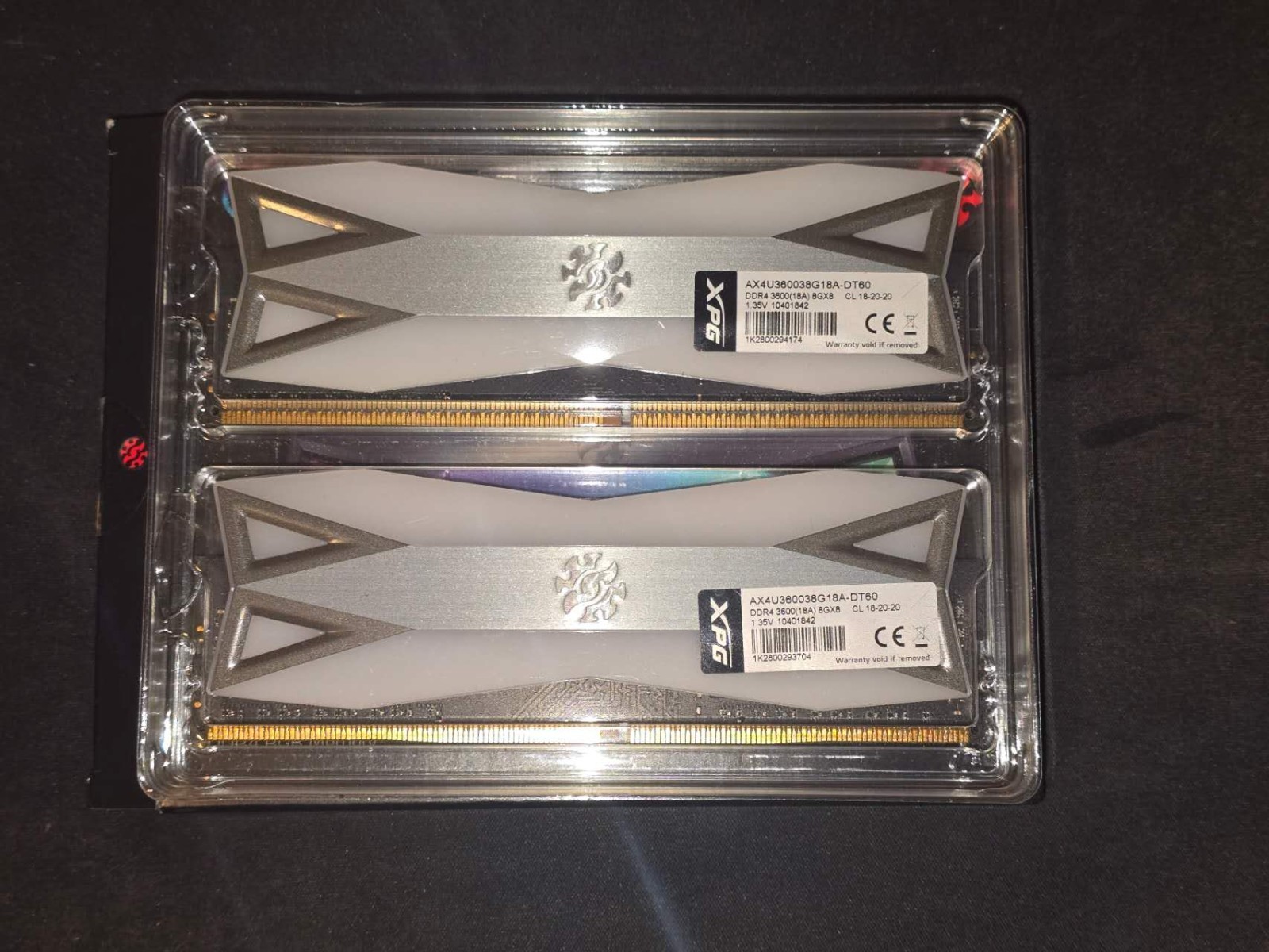 XPG SPECTRIX D60G DDR4 SDRAM UDIMM 16GB (2x8GB) 3600 PC4-28800 RGB