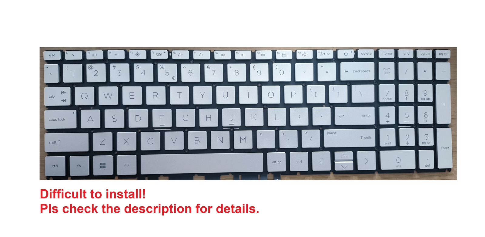 New US Silver Backlit Keyboard for HP 17-cn0000