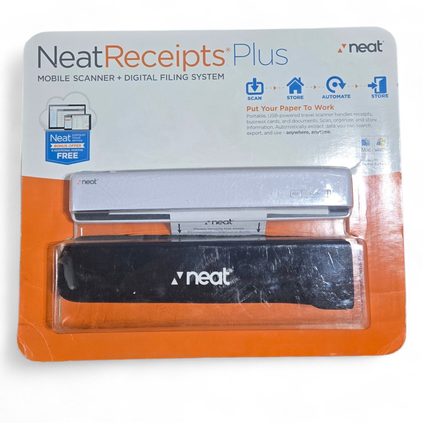 Neat Receipts Plus Mobile Scanner w/ Case Digital Filing System - NEW & SEALED