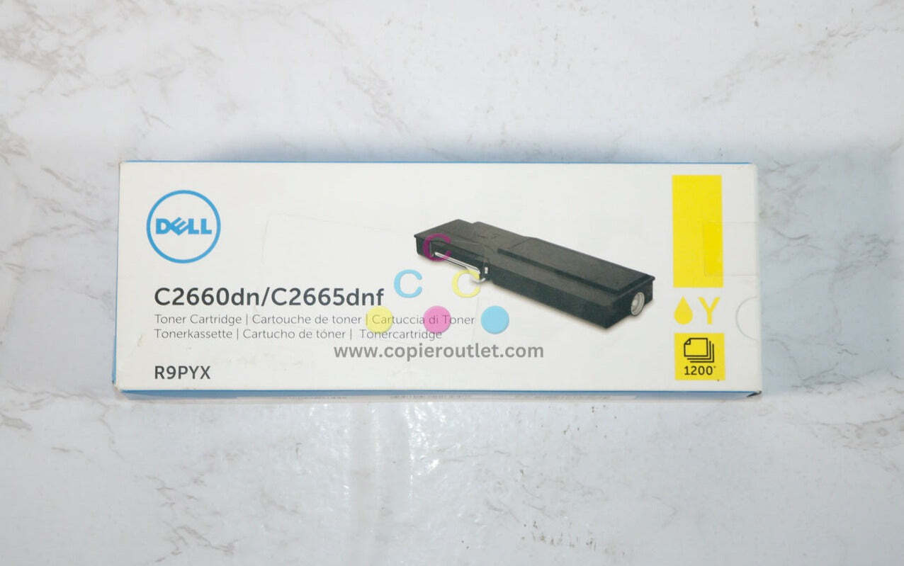 New OEM Dell C2660dn, C2665dnf Yellow Toner Cartridge R9PYX, Same Day Shipping