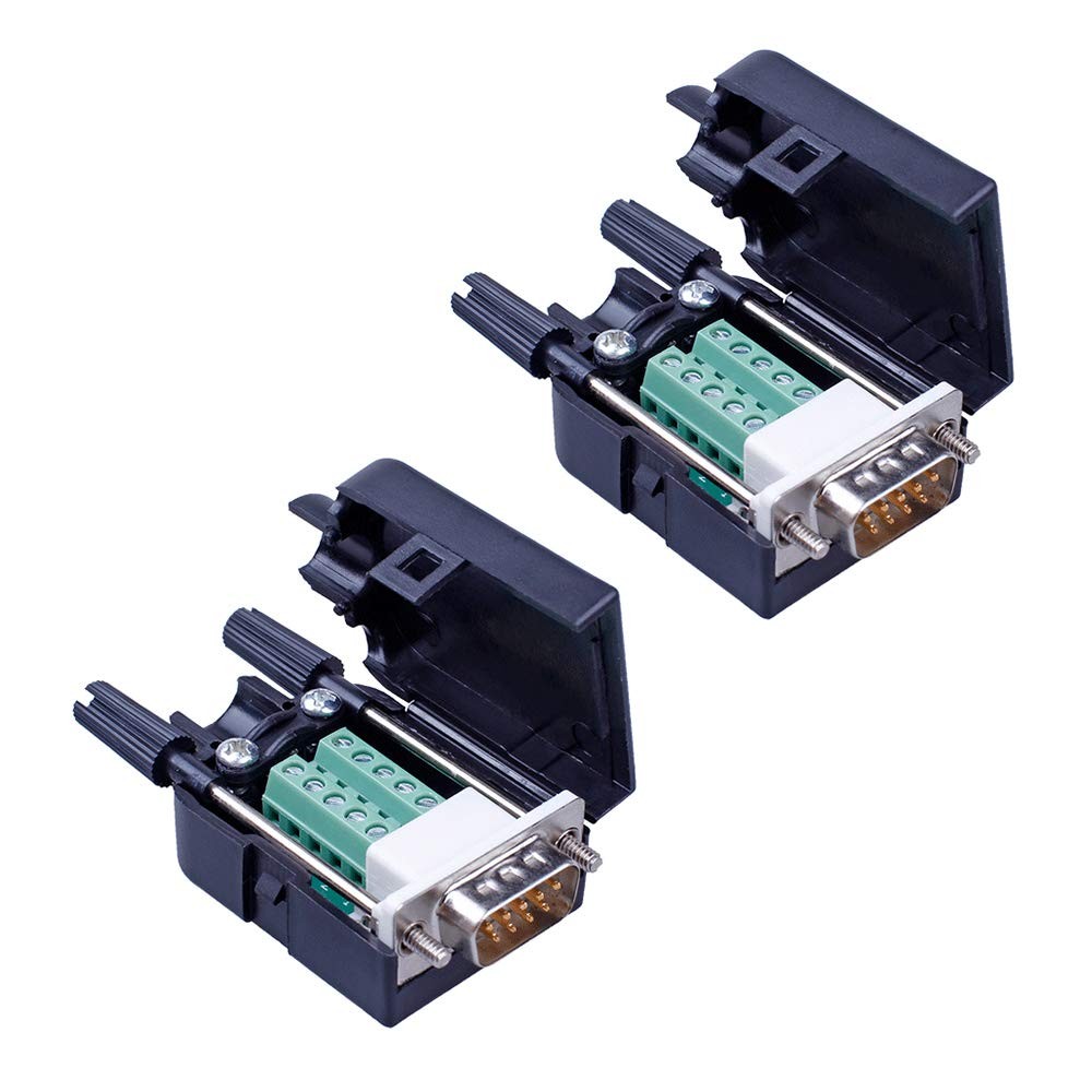 2 PCS DB9 Solderless RS232 Serial 9 Pin Terminal Male Adapter Breakout Board