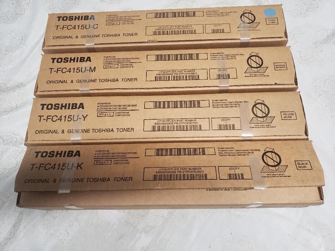 Set of Genuine Toshiba T-FC415U Toner Cartridges Set CMYK For eStudio New Sealed