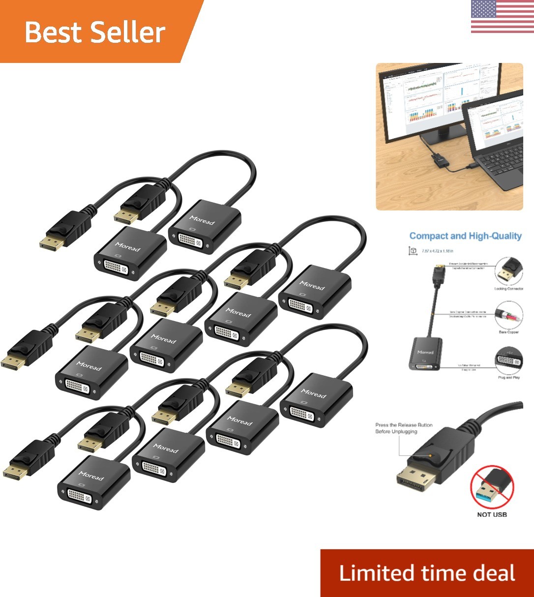 Versatile DisplayPort to DVI Adapter 10 Pack - 5-  for Peace of Mind
