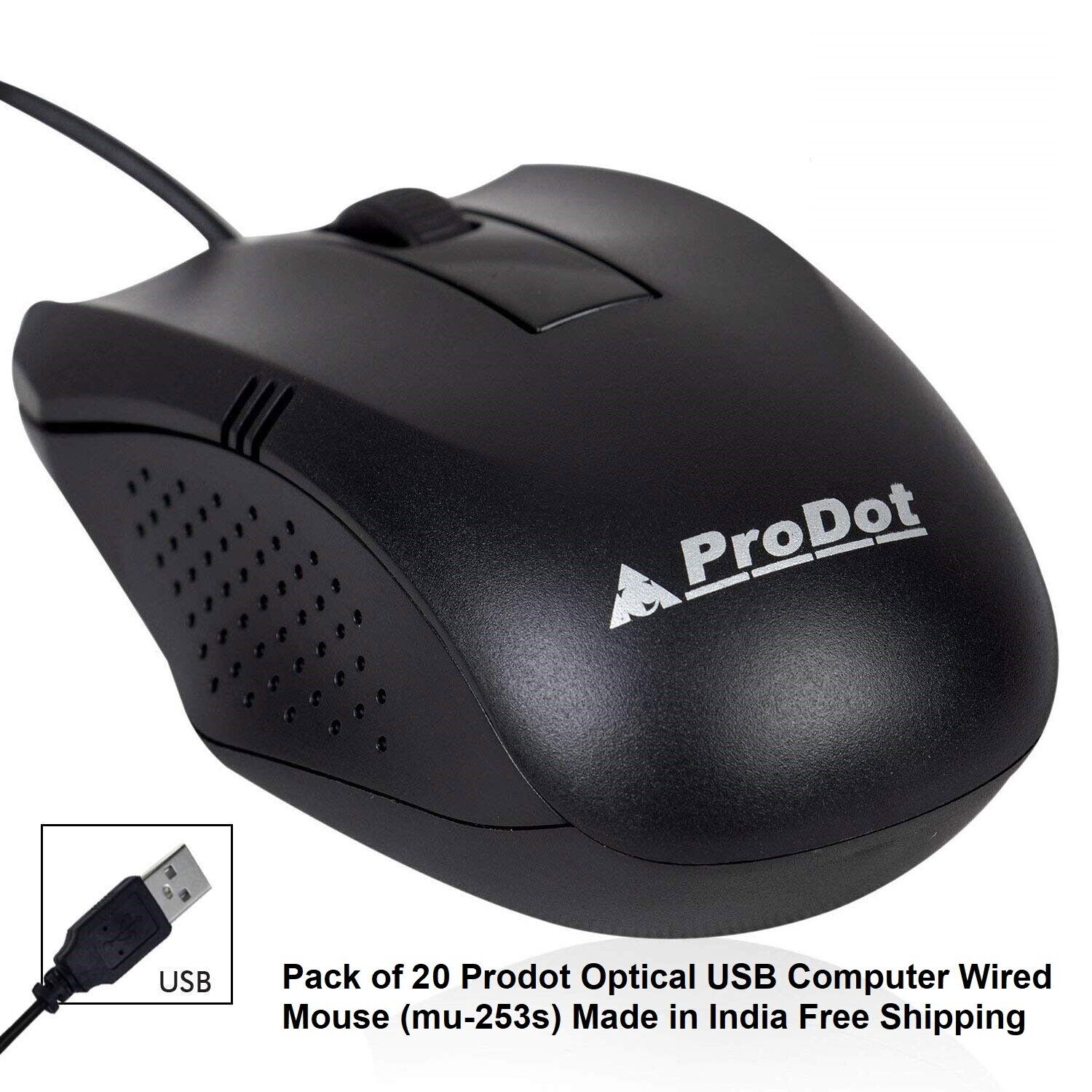 Pack of 20 Prodot Optical USB Computer Wired Mouse (mu-253s) Made in India 