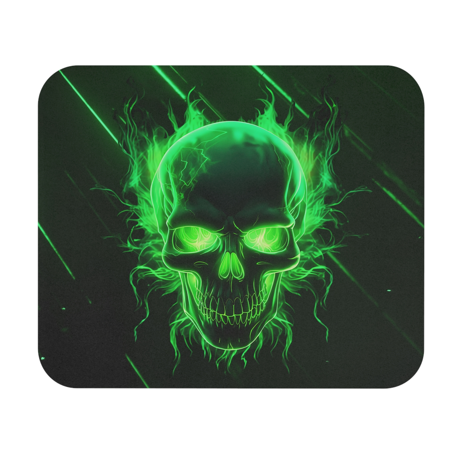 Gothic Green Lightning Skull Mouse Pad, Gamer Pad, Halloween Computer Pad