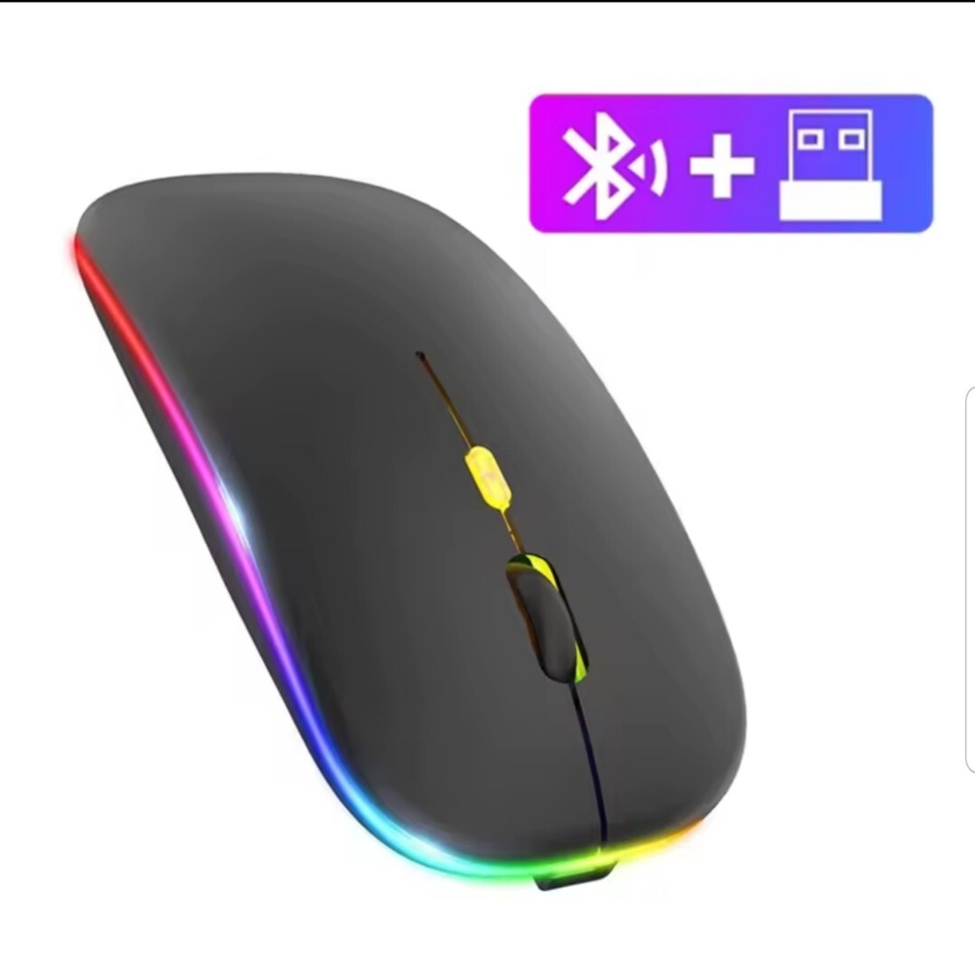Bluetooth Mouse 2.4GHz Wireless: Rechargeable Silent Mouse LED Backlight