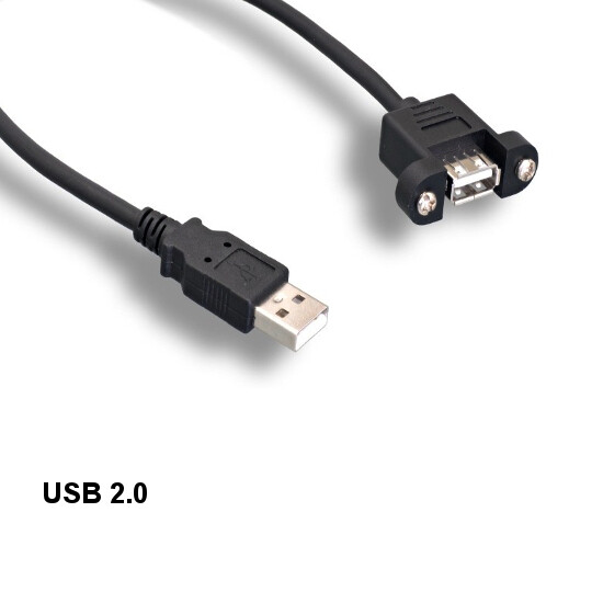10x 1ft Panel-Mount USB 2.0 Type A Extension Cable 480 Mbps Sync Charge Data